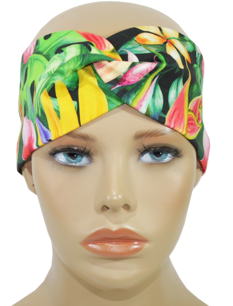 Turban Stirnband Haarband Orchidee Jersey Haarband grün bunt von klennes