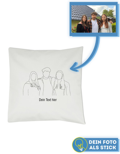 Personalisierter Kopf Kissenbezug mit Foto Bestickung von Stitch Your Mind