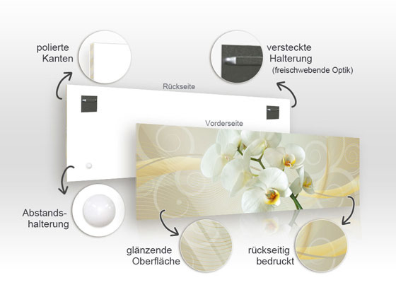 Wandbild Wohnzimmer Orchideen Blumen (Größe: 180x50 cm) von GrazDesign
