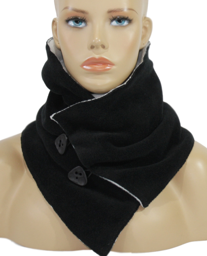 Mütze Schal Set Fleece schwarz weiß Mütze Schal Set Fleece schwarz weiß von klennes