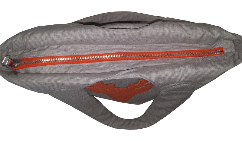 Stoff Beutel mit Hirschkopfmotiv grau von Unikats-by-Sabine-Greim