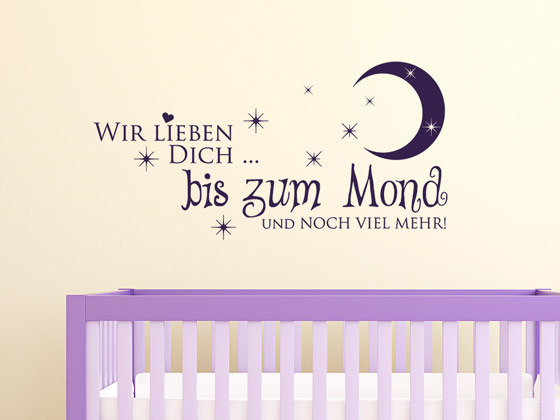 Wandtattoo Raumspruch Wir lieben Dich bis zum Mond Wandtattoo Raumspruch Wir lieben Dich bis zum Mond von GrazDesign