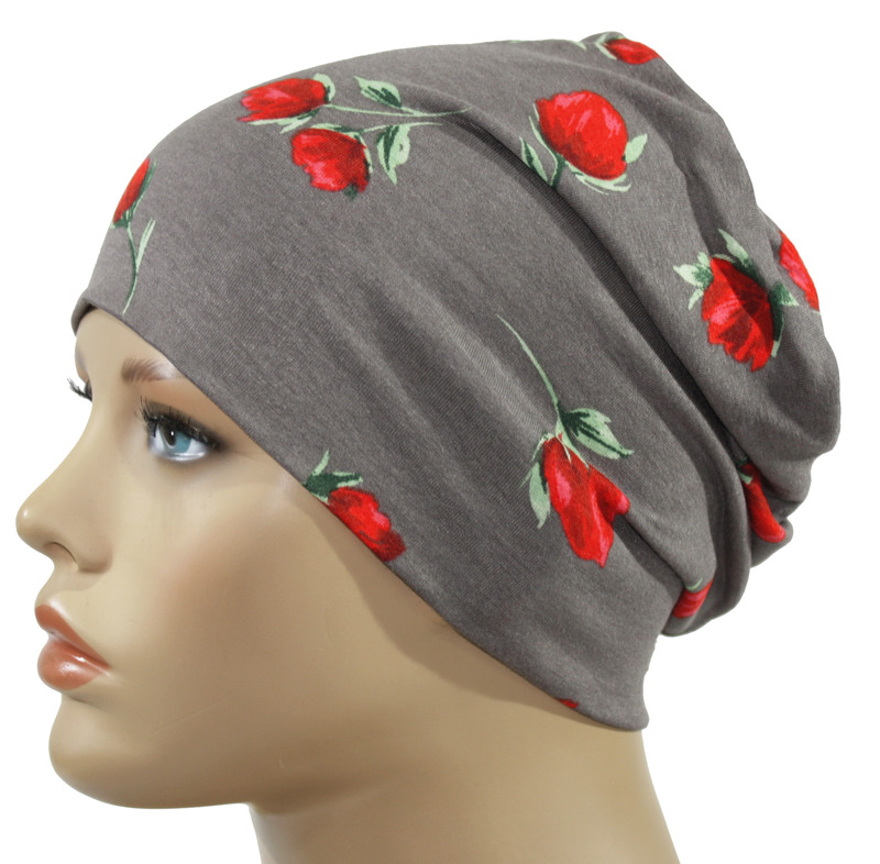 Chemo Mütze leicht taupe rot Chemo Mütze leicht taupe rot von klennes