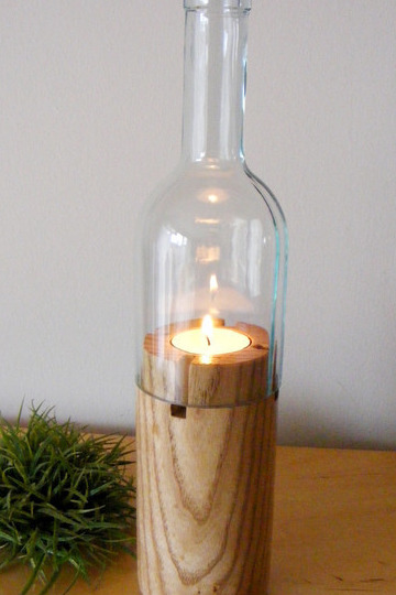 Flaschenwindlicht / Esche Holz / klar Flaschenwindlicht / Esche Holz / klar von Holzfelge