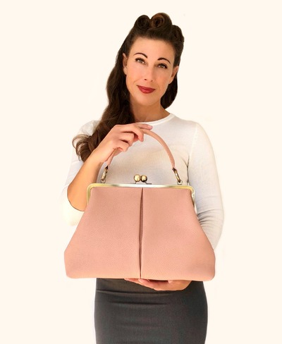 Ledertasche, Damen Handtasche "Olivia" in rosa, Leder Handtasche, Damen Umhängetasche, Henkeltasche, Bügeltasche, Vintage / Retro von taschenkinder