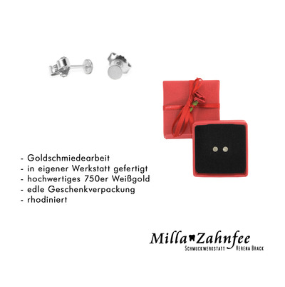 Kinderohrringe: Ohrstecker Kreis - 750 Weißgold matt von MillaZahnfee, Schmuckwerkstatt Verena Brack