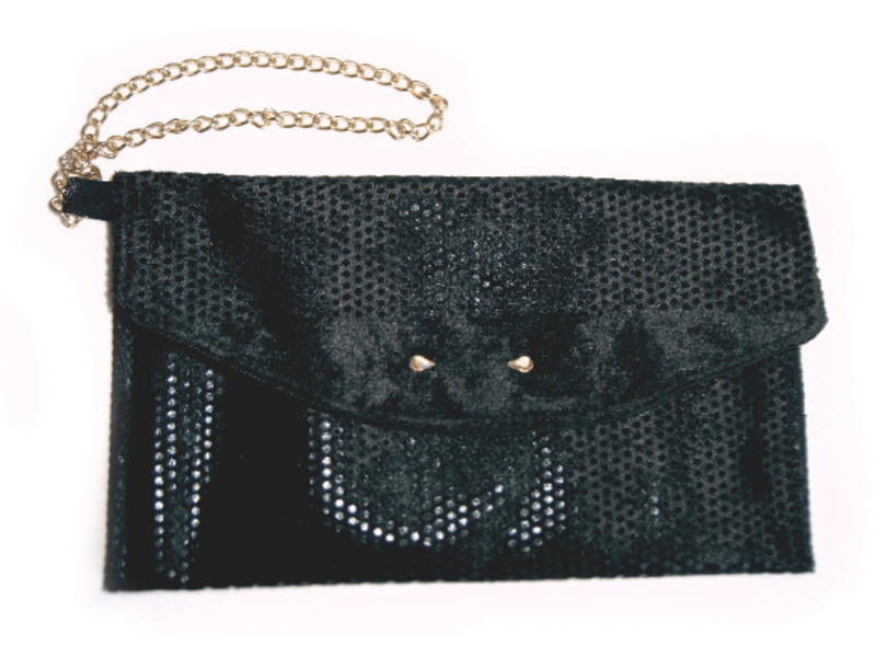 schwarze Clutch mit Strass-Steinen von de-lux