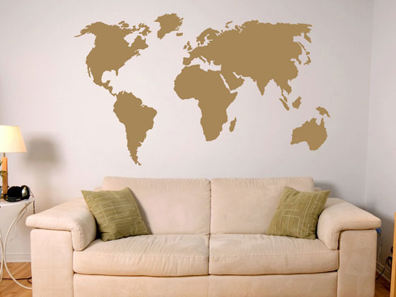 Wandtattoo Weltkarte für Ihr Wohnzimmer von GrazDesign