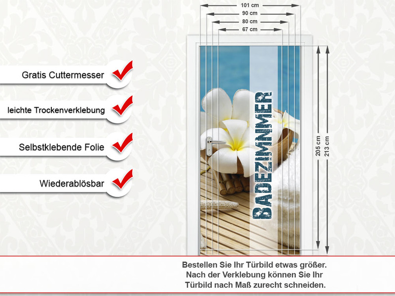 Türbild Türaufkleber Tür Deko Türposter Badezimmer Frangipani Wellness von GrazDesign