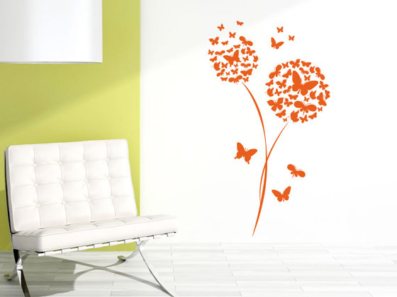 Wandtattoo Wandsticker Deko Aufkleber für Wohnzimmer Blume Schmetterlinge von GrazDesign