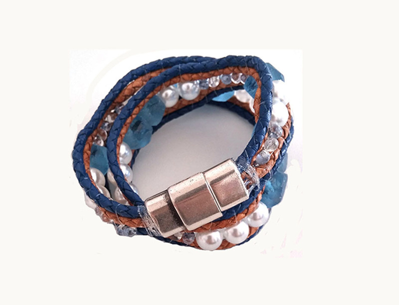 Doppellederarmband mit Perlen von Unikats-by-Sabine-Greim