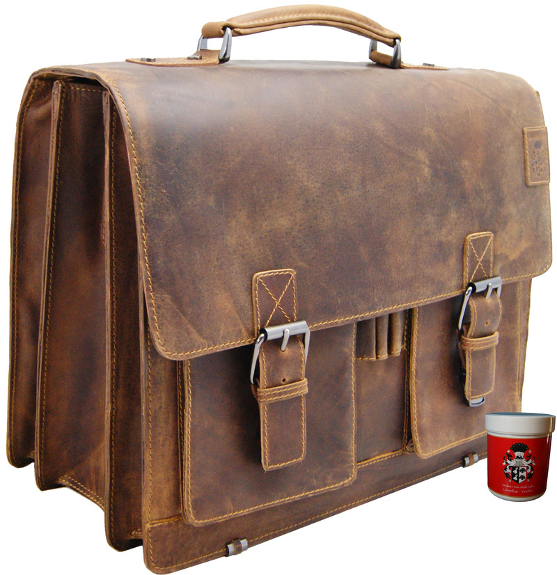 Aktentasche HEDIN aus braunem Grassland-Leder - inkl. Lederpflege Aktentasche HEDIN aus braunem Grassland-Leder - inkl. Lederpflege von Ledertaschenshop24