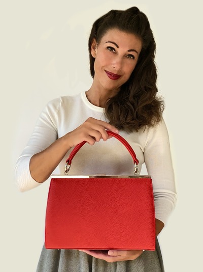 Retro Damen Handtasche, Ledertasche in rot, Handtasche "Charlene", Damen Tasche, Henkeltasche, Schultertasche, Vintage Handtasche von taschenkinder