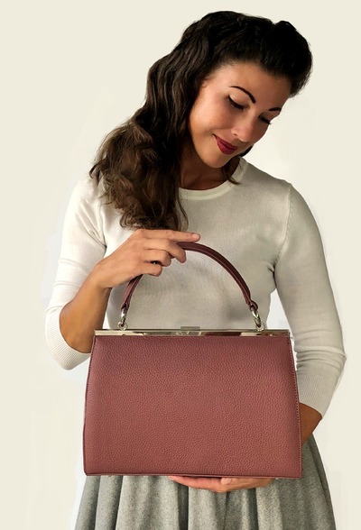 Henkeltasche, Schultertasche Leder "Charlene" in lila, Ledertasche, Leder Handtasche, Bügeltasche, Handtasche Damen von taschenkinder