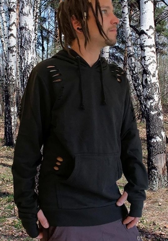 Cut out Hoodie mit Schlitzen Goa Psychedelic Hippie Kleidung Cut out Hoodie mit Schlitzen Goa Psychedelic Hippie Kleidung von Gravity Shift ॐ Psy-Hippie-Goa-Shop