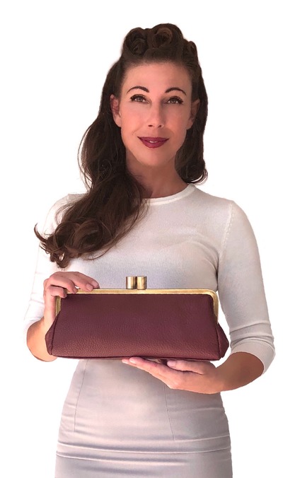 Leder Clutch, Leder Abendtasche "Victoria" in dunkelrot, weinrot, Vintage Handtasche Damen, Leder Schultertasche, Bügeltasche von taschenkinder