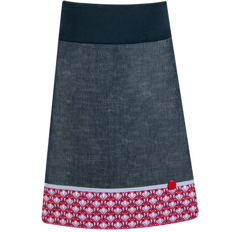 Retro Jeansrock dunkelblau pink von LineaMano