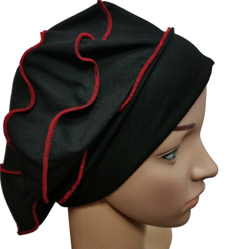 Lagenlook Ballon-Mütze Slouch schwarz-rot von klennes