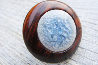 Holz Ring Silber 925 Cocobolo Holz / Porzellan Ø 32mm verstellbar von Holzfelge