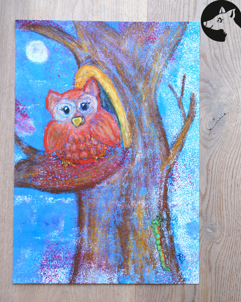 A3 Poster Eule auf Baum von Little-Walking-Wolf