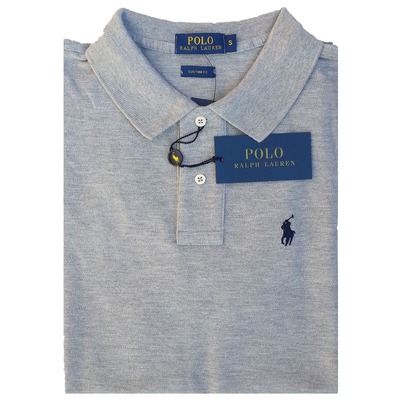 Ralph Lauren Polo Shirt Custom Fit GRAU-NAVY Small Pony NEU-OVP S-XXL von fairhandelshop