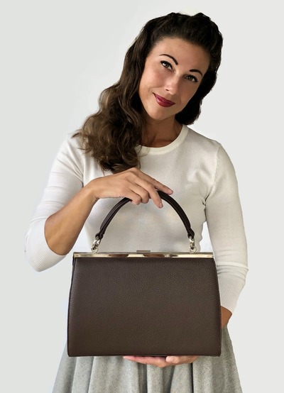 Leder Henkeltasche, Leder Schultertasche Damen "Charlene" in dunkel braun, Leder Handtasche Damen, Ledertasche Damen von taschenkinder