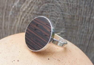 Holz Ring Silber 925 Wenge Holz Ø 18mm, G53 von Holzfelge