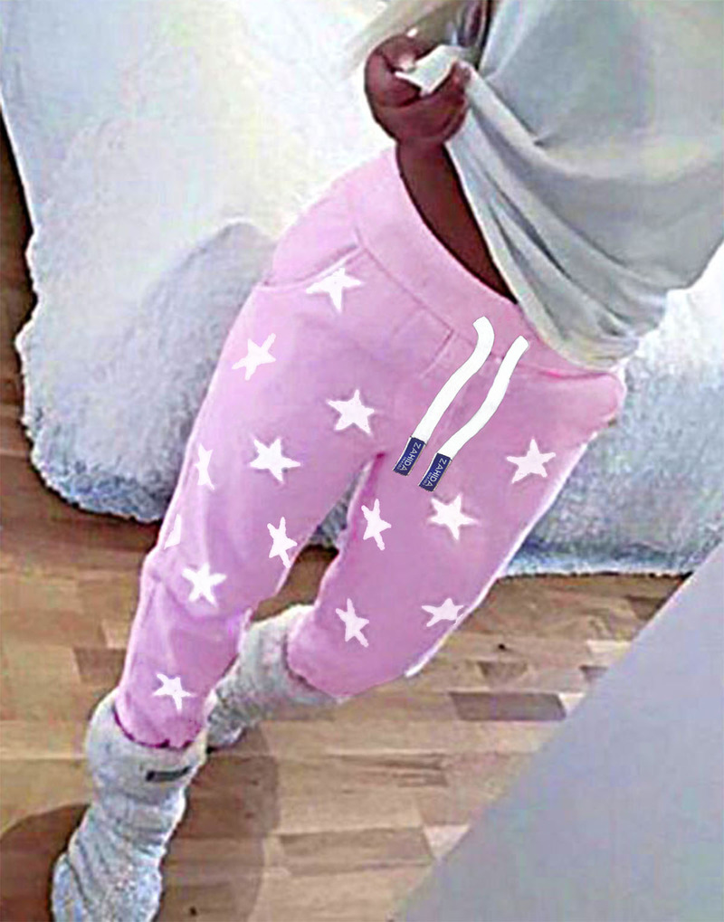 Damen Mädchen Jogginghose Trainingshose Schlafanzug-Hose Stern Fitness Joggen Sweatpants von ZAHIDA-FASHION