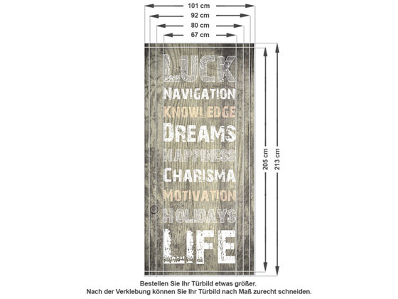 Türbild Türaufkleber Aufkleber für Wohnzimmer Spruch Luck Navigation Life von GrazDesign