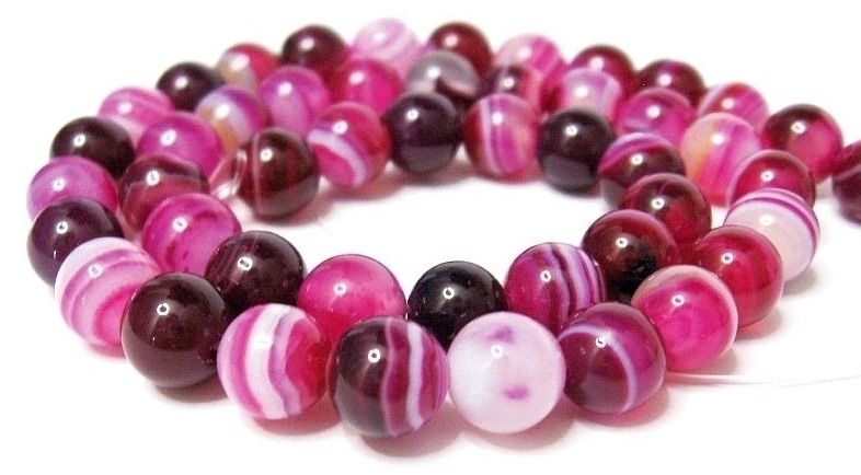Achat Pink gestreift 8 mm Edelstein Strang von Edelsteine-Welt