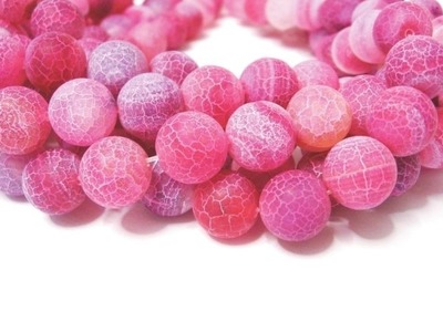 Achat gefrostet Rosa-Pink 14 mm Edelsteinstrang von Edelsteine-Welt