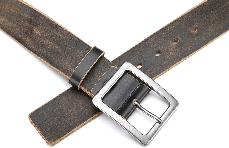 Stylischer Jeans-Gürtel Herren Leder Gürtel im Used Look 4,5 cm Breite- Massige Schnalle im Used Look von Eg-Fashion | Accessoires