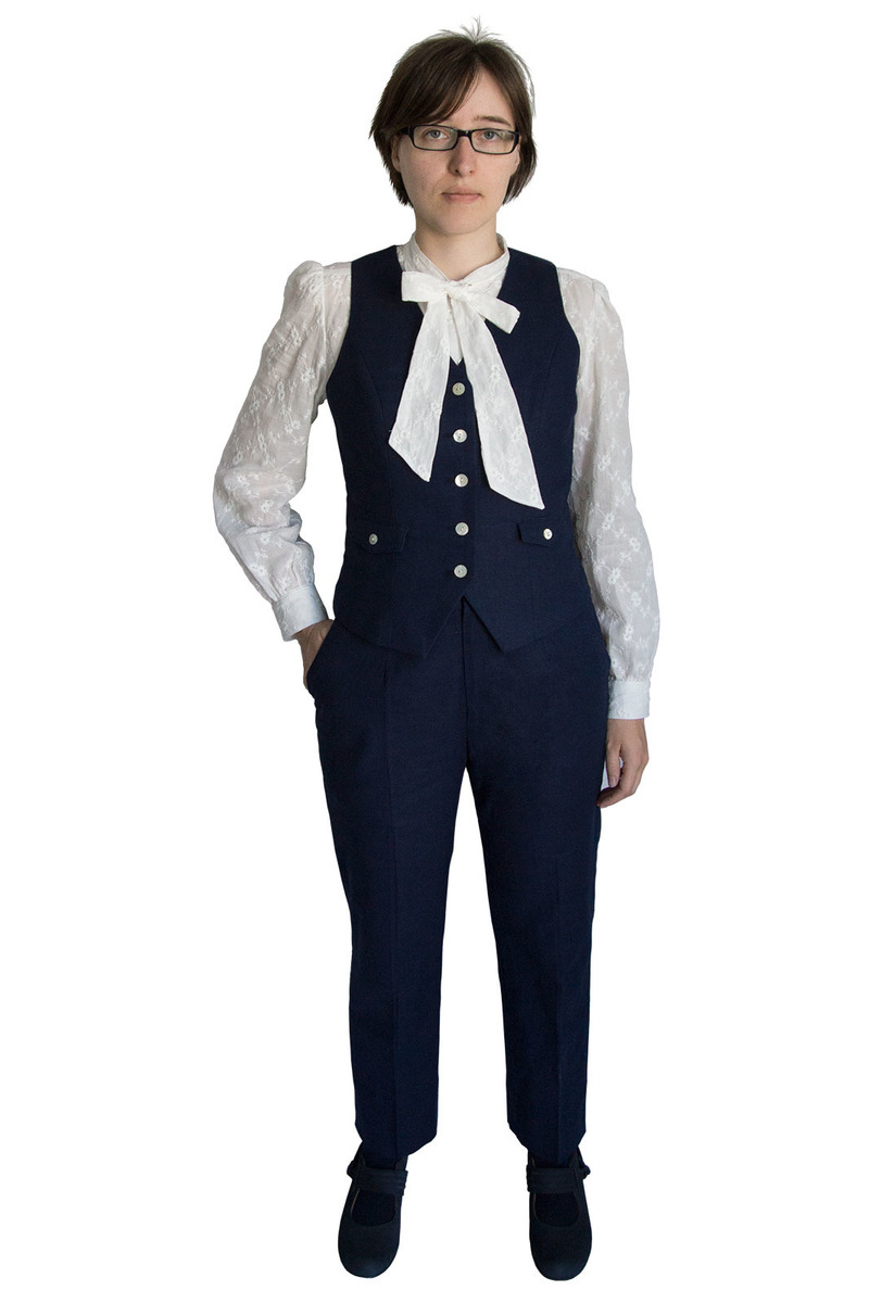 Bussiness-Anzug aus dunkelblauem Leinen und Baumwolle (3-teilig) von Bauhinia Moden