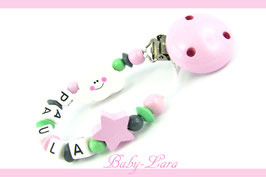 Schnullerkette mit Namen - Wolke und Stern von Schnullerkette mit Namen