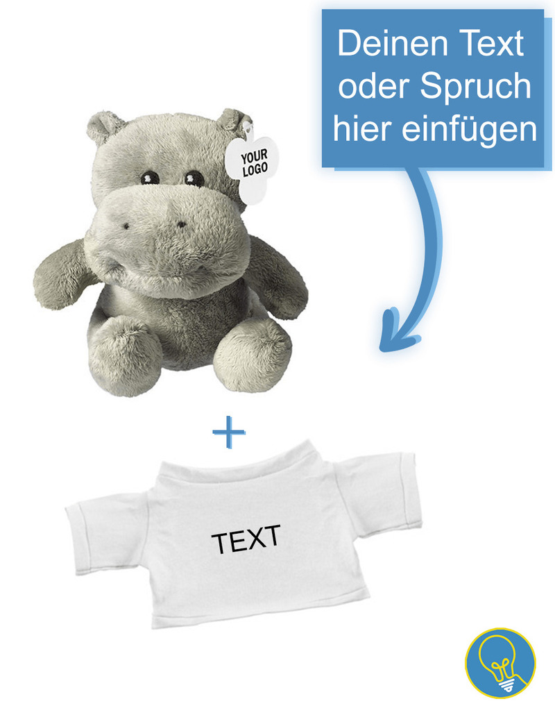 Personalisiertes Plüsch Nilpferd Hippo & T-Shirt mit Text Bestickung von Stitch Your Mind