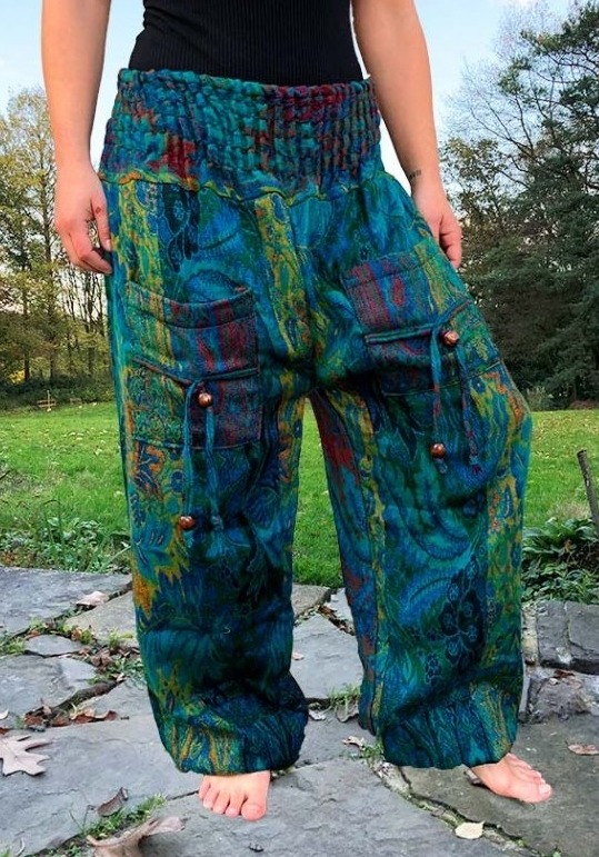 Pluderhose aus Acrylwolle Haremshose Hippie Kleidung Goa Klamotten Psychedelic Pluderhose aus Acrylwolle Haremshose Hippie Kleidung Goa Klamotten Psychedelic von Gravity Shift ॐ Psy-Hippie-Goa-Shop