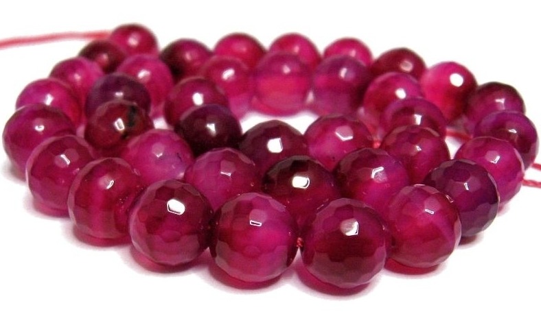Achat Edelstein Perlen Rubin-Fuchsie facettiert 10 mm Strang Achat Edelstein Perlen Rubin-Fuchsie facettiert 10 mm Strang von Edelsteine-Welt