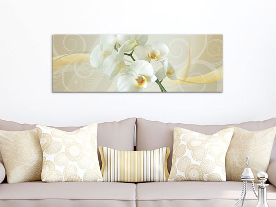 Wandbild Wohnzimmer Orchideen Blumen (Größe: 180x50 cm) von GrazDesign