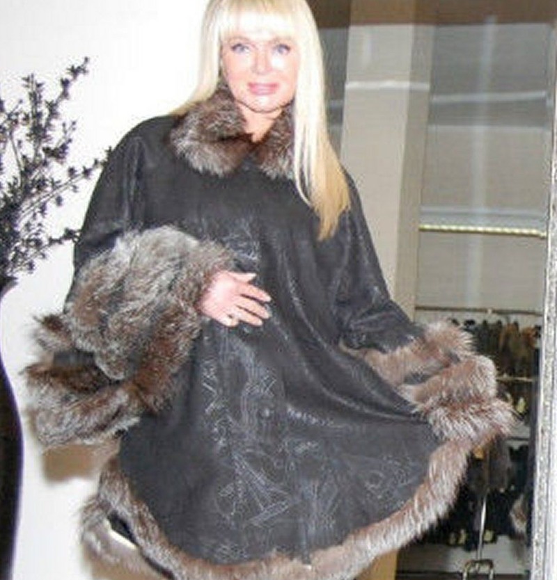 e-3749; PELZJACKE PONCHO CAPE LEDER LEATHER FUCHS FOX PELZ FUR MEX Gr.M-XL von pelz-mode