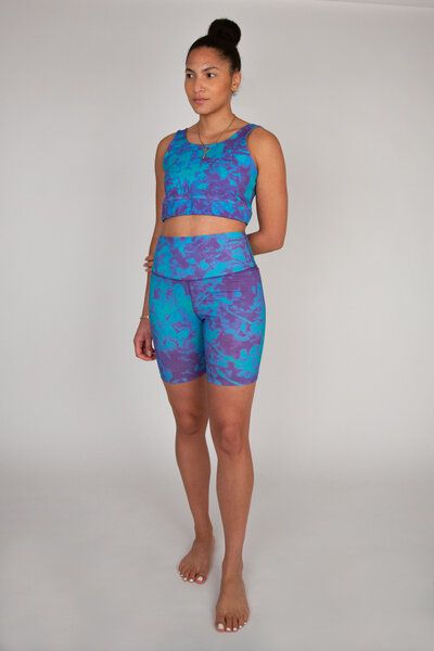 ꩸᭪ၡိကြား (BLÆNQ) Damen Yoga BH // All-Over-Print // Floating Beams // Bio-Baumwolle von ꩸᭪ၡိကြား (BLÆNQ)