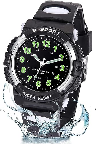 GUUMUXIN Kinderuhr Jungen Mädchen,Armbanduhr Jungen Analog,Armbanduhr Kinder,Analog Quartz Uhr mit Armbanduhr Kautschuk Wasserdicht Outdoor Sports Uhren von 5-14 Jahren von GUUMUXIN