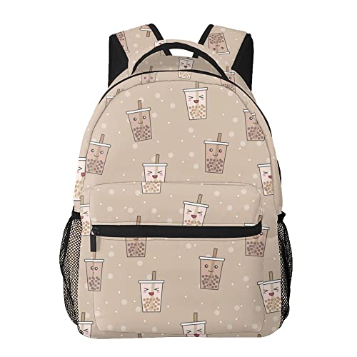 通用 Bubble Tea oder Pearl Milk Tea Print Großer Rucksack für Kinder Jungen Mädchen Schule Personalisierte Reiseschultasche mit mehreren Taschen von 通用