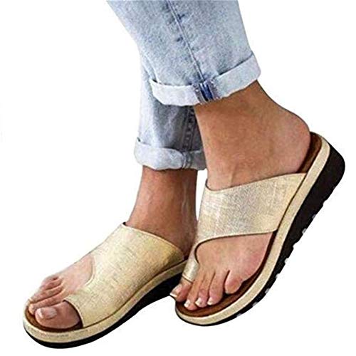 通用 Bunion Splints, Damen Flip Flops Big Toe Hallux Valgus Unterstützung Plattform Sandale Schuhe Für Die Behandlung Für die Behandlung (Color : Gold, Size : 40 EU) von 通用