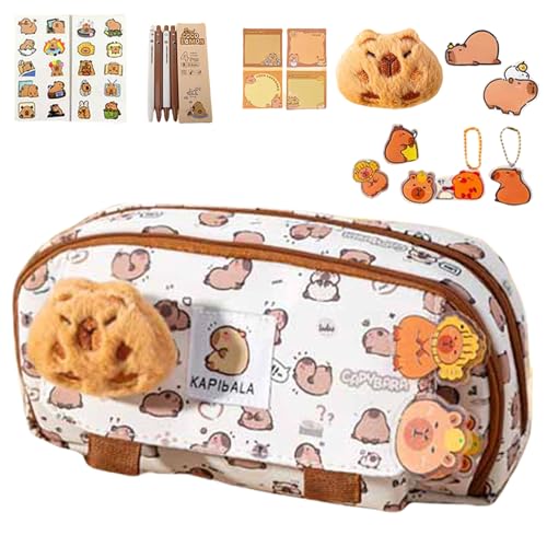 Capybara Federmäppchen – Capybara Federmäppchen – breite Öffnung Schule Schreibwaren Halter Abschluss Geschenk Schulzubehör Schulbedarf Halter, Leichter Kaffee, 説明を参照してください, Siehe Beschreibung von ノーブランド品