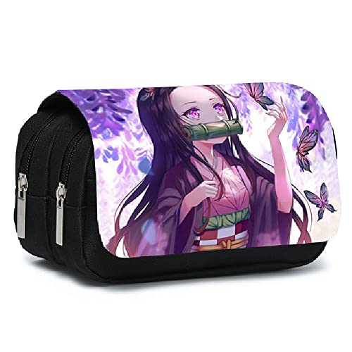 Dämonen-Slayer-Federmäppchen, Cartoon-Schüler-Schreibwaren-Tasche, große Kapazität, Schultasche für Jungen und Mädchen, Stil 1, Schwarz 1, Federmäppchen von 通用