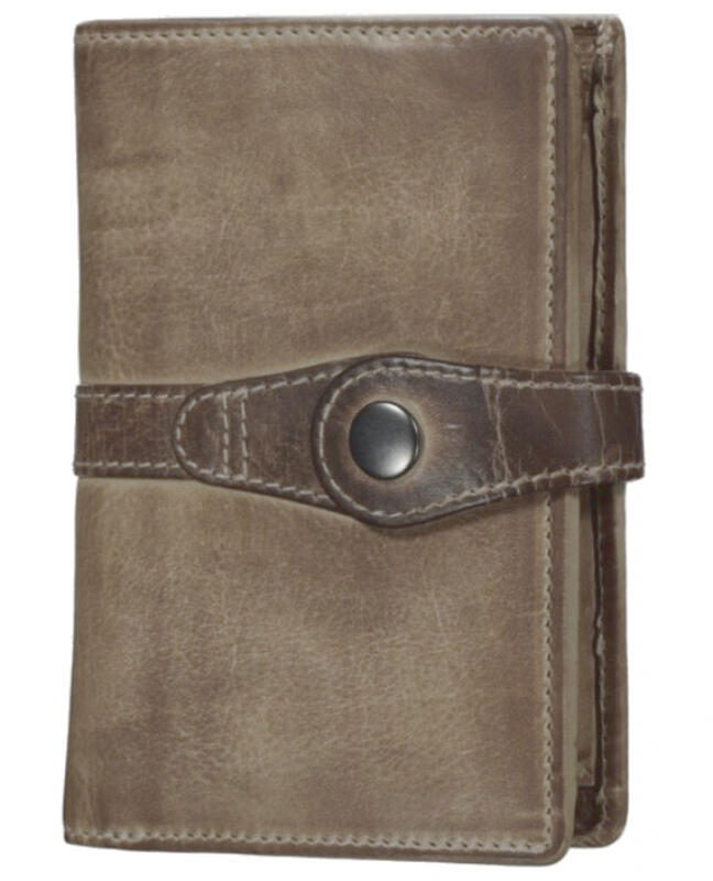 Dernier Damenbörse mit Riegel RFID echt Rindleder taupe Braun von -