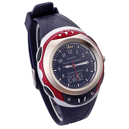 通用 Digitale und analoge Sprechende Uhr auf Italienisch mit Wecker und Stundenbericht für Kinder und Blinde, blau, Armband von 通用