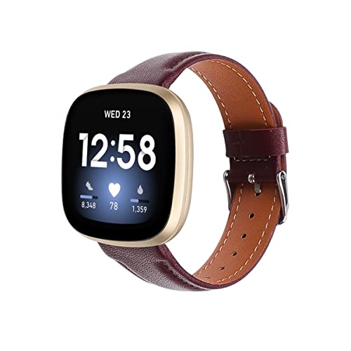 Echtes Lederarmband, kompatibel mit Fitbit Versa 3, verstellbares Leder-Sport-Ersatzarmband für Fitbit Versa 3/Sense Uhr, Damen und Herren von 通用