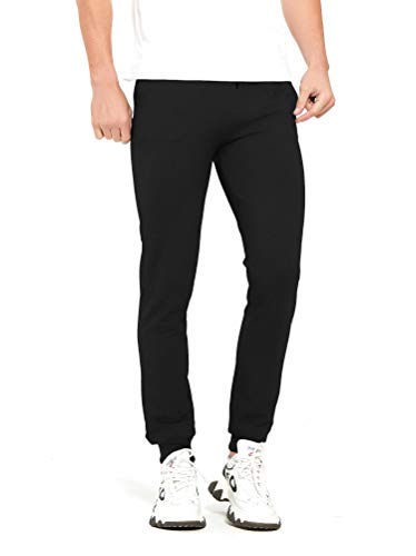 通用 Extra Lang Herren Jogginghose Slim Fit Sporthose Hose mit Reissverschluss Taschen (Black/34inseam(86.5cm), L) von 通用