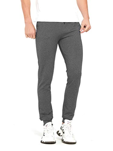 通用 Extra Lang Herren Jogginghose Slim Fit Sporthose Hose mit Reissverschluss Taschen (Dark Gray/34inseam(86.5cm), L) von 通用